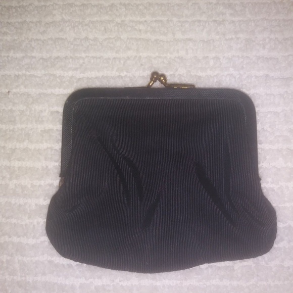 Black Silk Ruffle Dress Clutch/Crossbody Bag - Picture 7 of 8